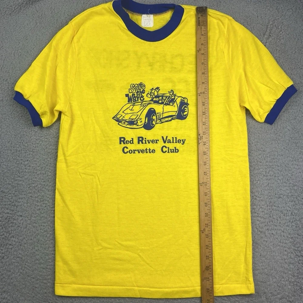 Vintage 1970s Red‎ River Valley Corvette Club Car T Shirt 